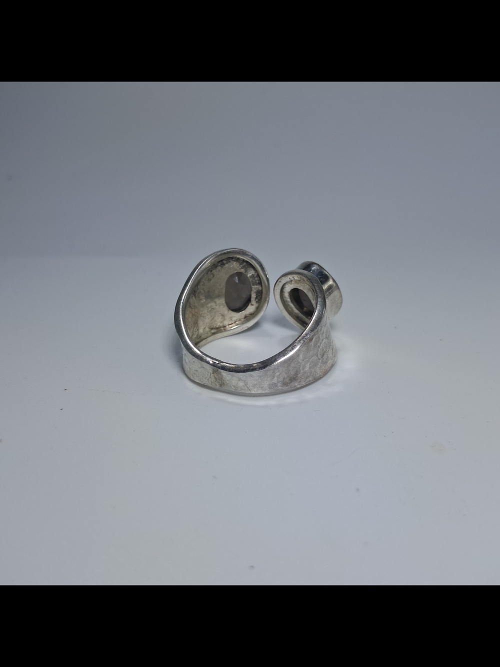 925 Sterling Silver Double Smoky Quartz Ring - Size 8 - Picture 8 of 9
